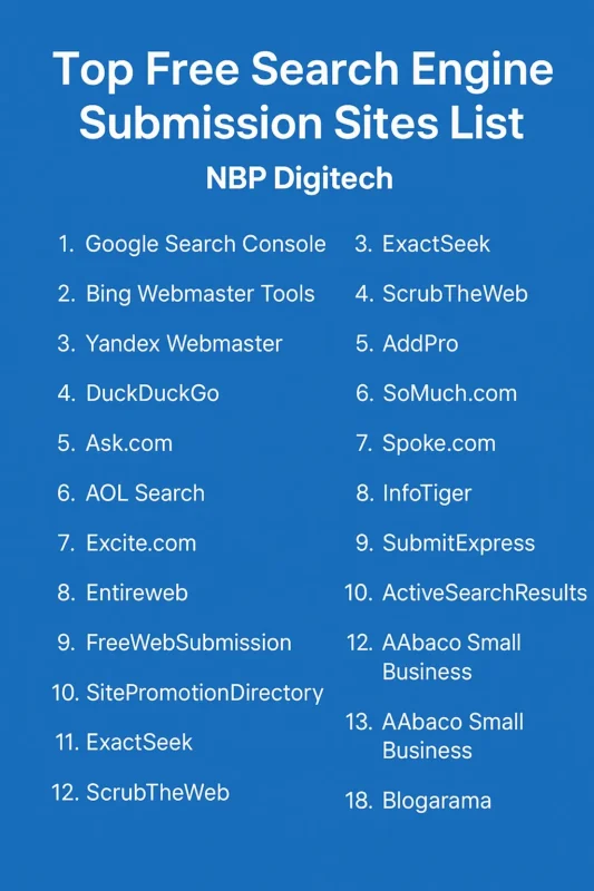 Top Free Search Engine Submission Sites List
